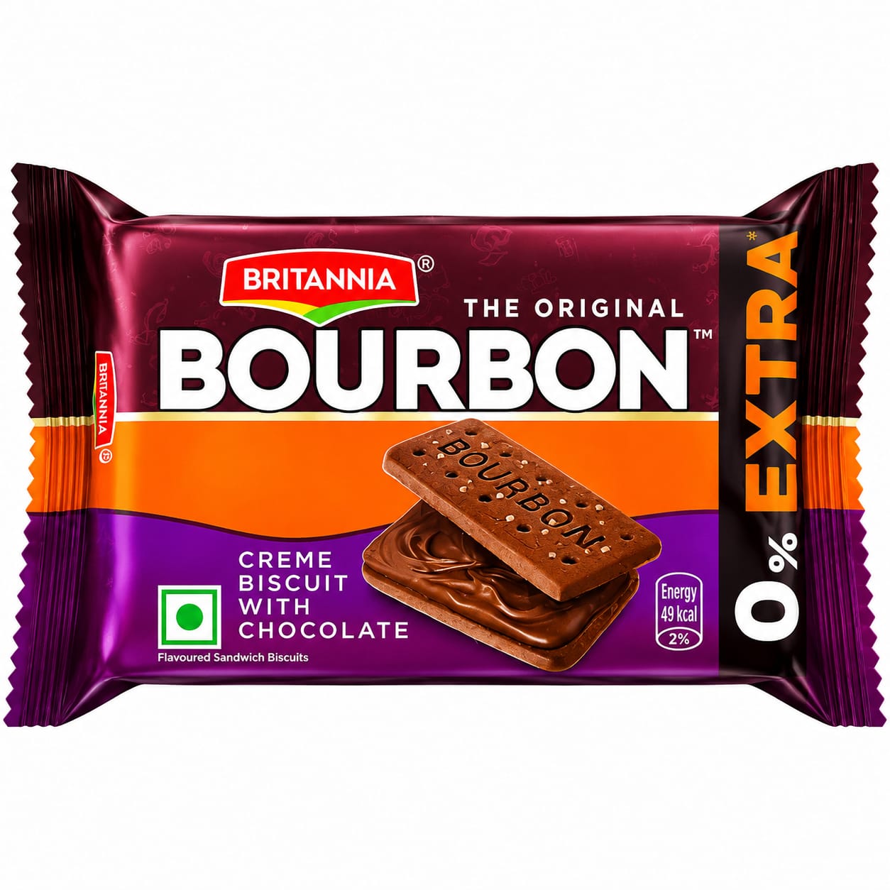 Britannia bourbon creme biscuit with chocolate flavour